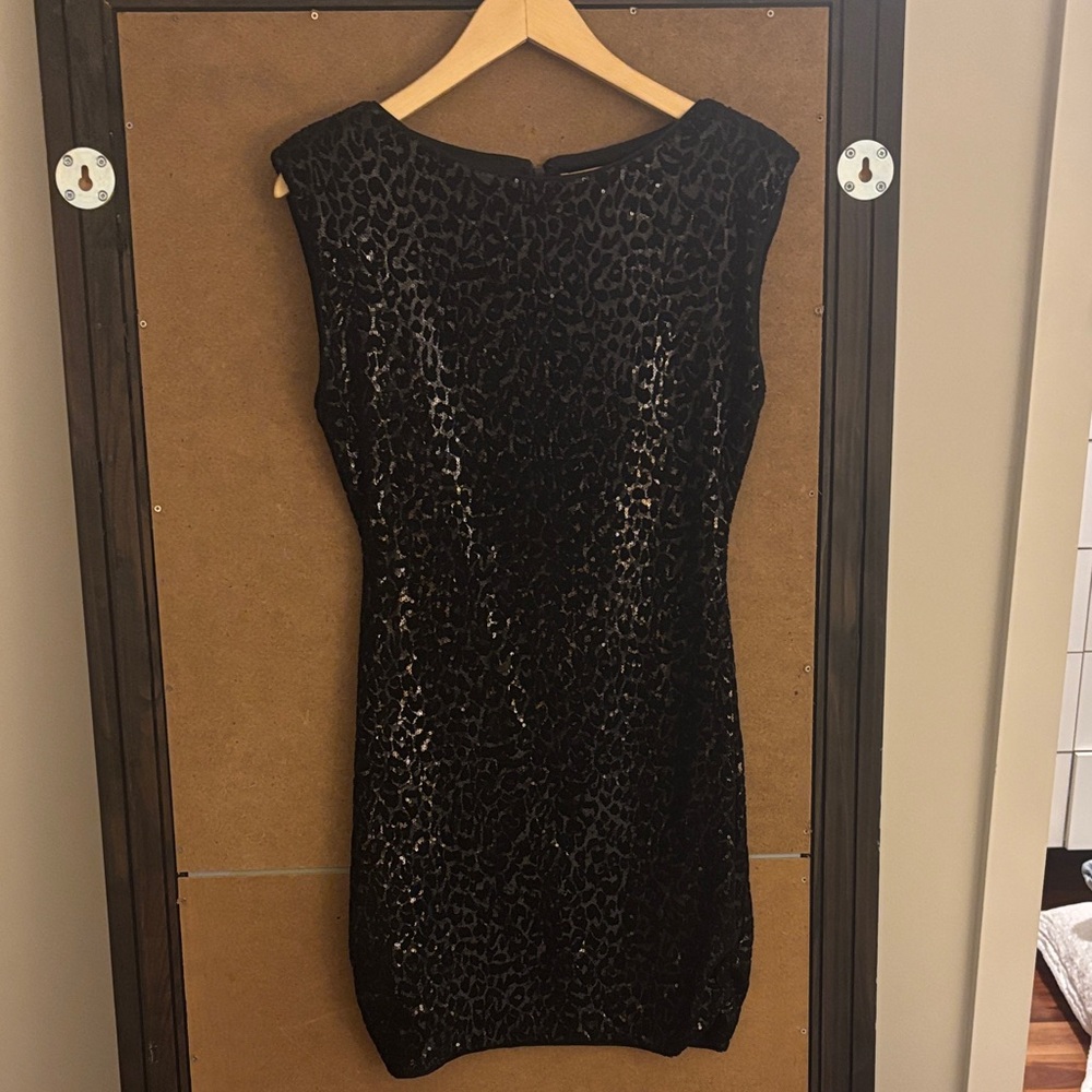 Alice + Olivia Black Leopard Mini Dress